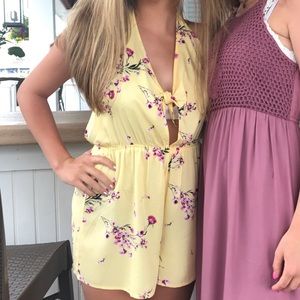 yellow floral romper